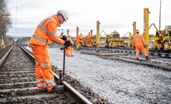 Rail workers working on the tracks